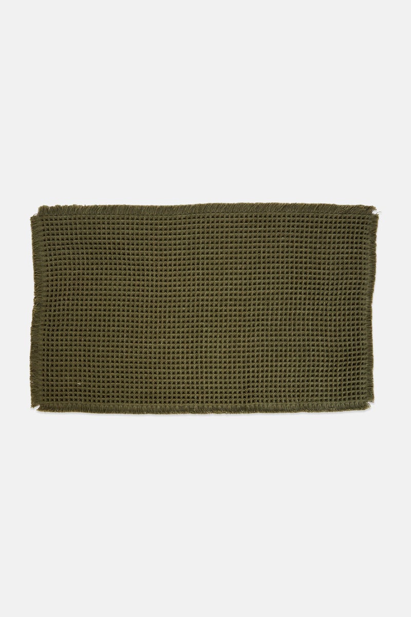 YOTO Waffle Bath Mat, Olive - Image 1