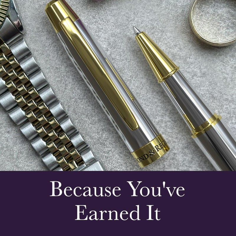 Bond & Regent 24 Karat Gold Luxury Rollerball Pen, Silver Chrome - Image 5