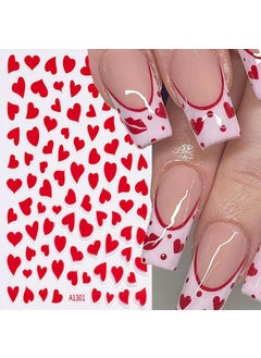 HOXIEYA Valentine's Day Nail Art Stickers for Nail Art Red Heart Nail Sticker Decal Glitter Hear Love Nail Art Deisgn for Women Valentines Nail Decoration French Tip 6sheets 