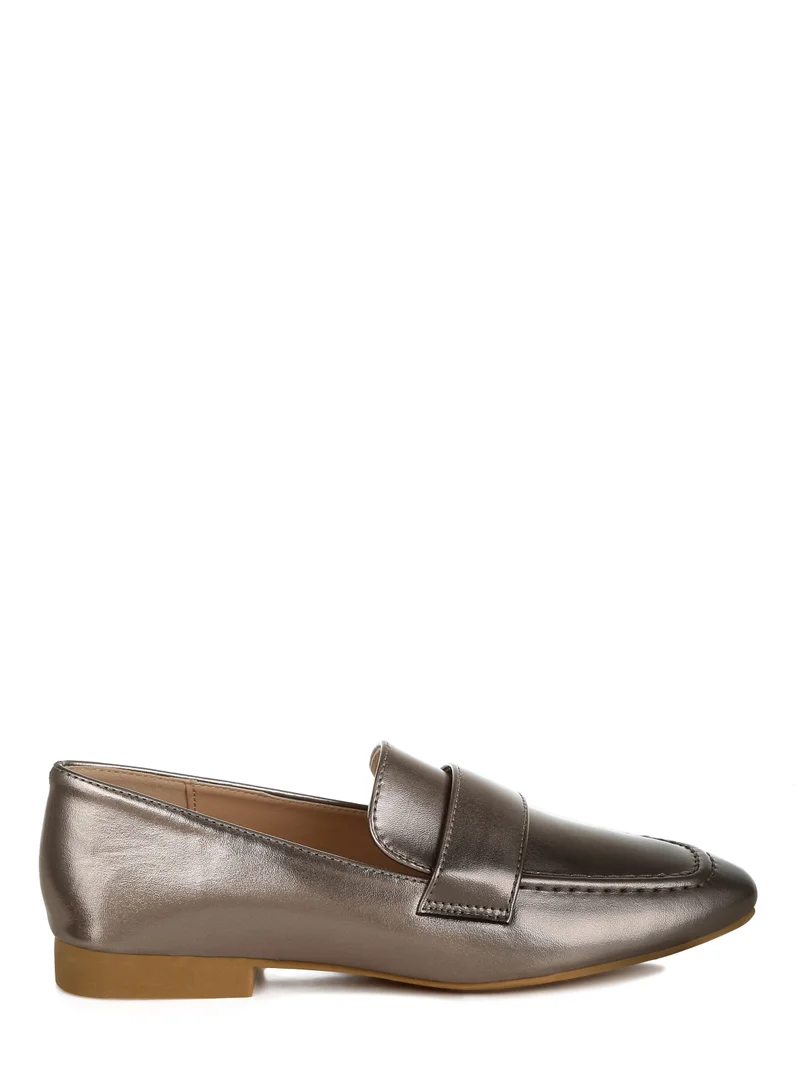 London Rag Flat Heel Loafers in Pewter