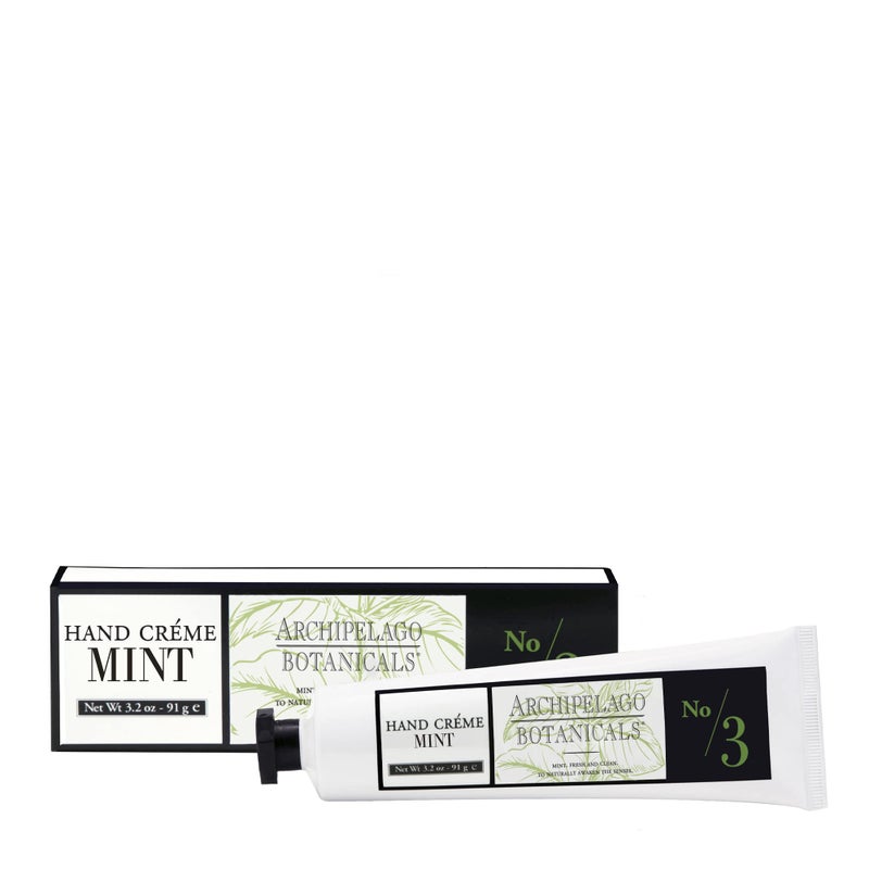 Archipelago Botanicals Morning Mint Hand CrÃ¨me, Rich and Lightly Scented Hand Lotion for Dry Skin, Cuticles and Rough Spots, Premium Plant Extracts (3.2 oz) - Image 1