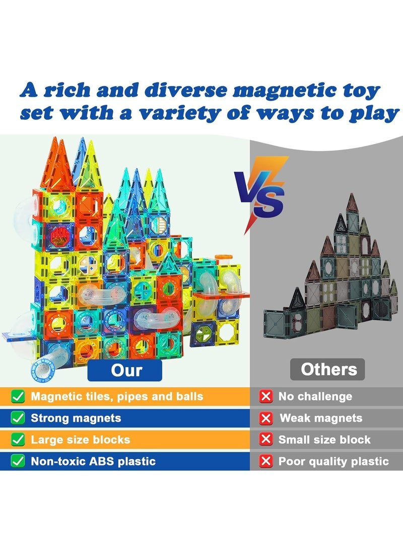 168-Piece Ice-Themed Magnetic Pipeline Tile Set – 3D STEM Educational Construction Toy with Clear Tubes & Rolling Balls – Magnetic Building Blocks for Toddlers & Kids – Sensory Learning Toy for Boys & Girls  - Image 5