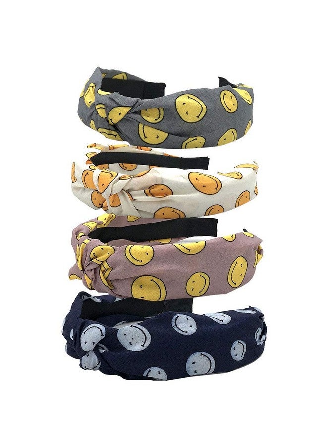 Emoly Leopard Knot Headbands For Women 4 Pack Wide Plastic Hair Hoops Top Knotted Elastic Cheetah Hair Bands For Girls Fashion Animal Print Hair Accessories - Image 1