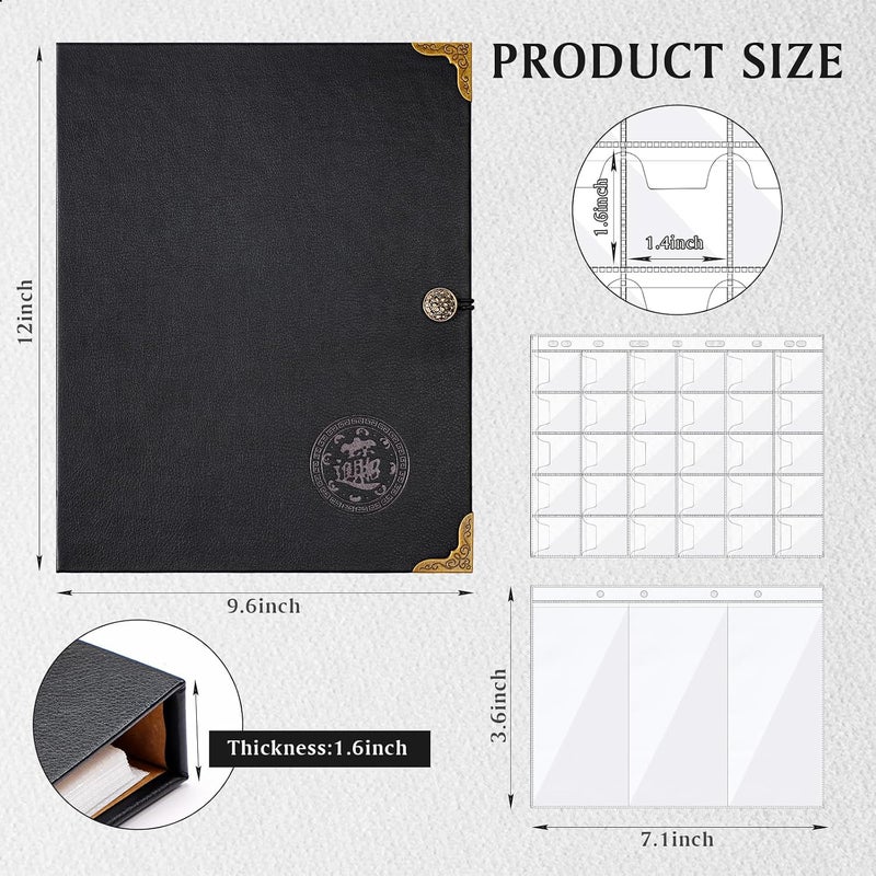 Zonon Coin Collecting Holder Album with 150 Coin Pockets and 240 Paper Currency Pockets, PU Leather Coins Collection Holder Penny Currency Storage Book (Black) - Image 2
