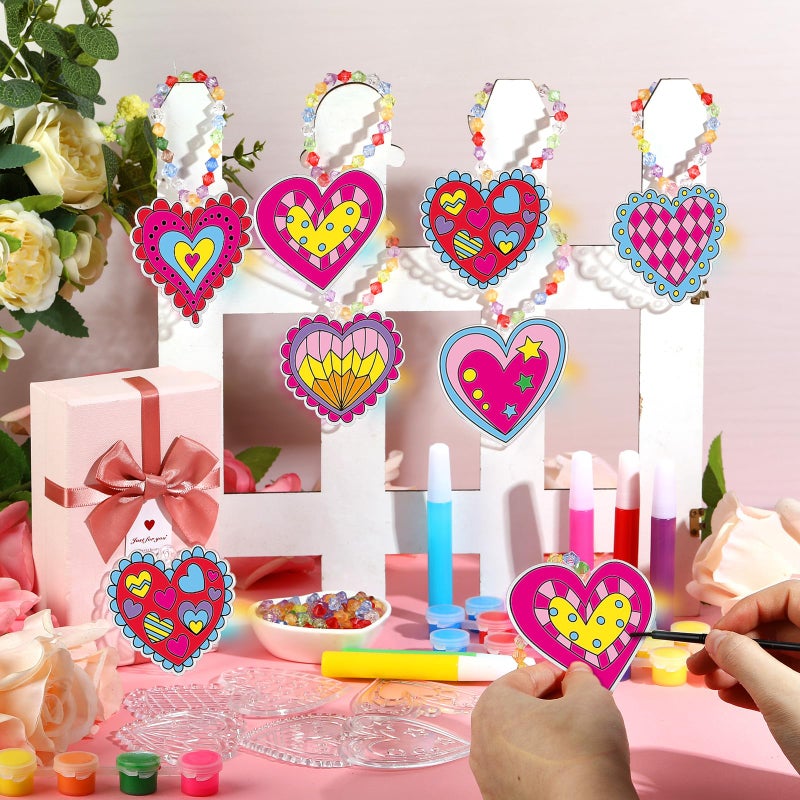 Sonwyoung 30 Sets Valentine's Day Suncatchers Craft Kits, DIY Heart Glow in The Dark Suncatcher Kits Stained Glass Window Paint Art for Valentines Activities Art and Craft Party Favors - Image 5