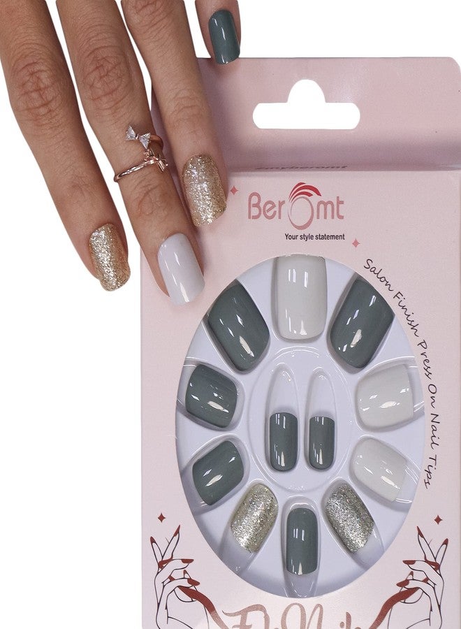 Beromt Prress On Nails Set Of Full Fake Nails For Bridal And Party False Nails - BFN702BPN - Image 1