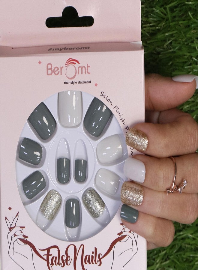 Beromt Prress On Nails Set Of Full Fake Nails For Bridal And Party False Nails - BFN702BPN - Image 3