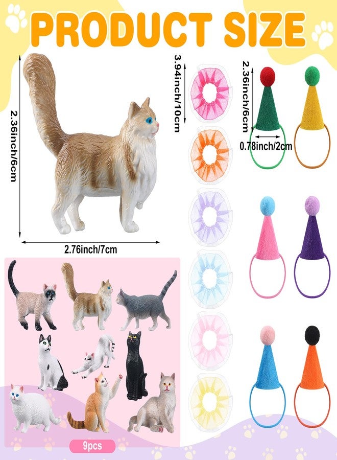 Booson 27 Pcs Cat Birthday Party Decorations Cat Figurines Cake Toppers Mini Party Hat Mini Skirt Animals Birthday Decor for Kitty Animals Birthday Party Supplies - Image 2