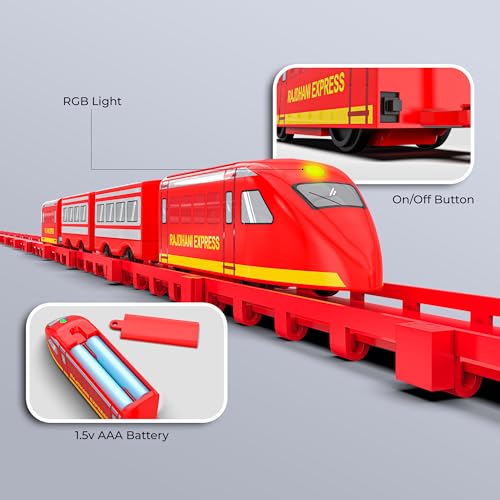 Mirana Rajdhani Express Bullet Train Toy Set for Kids, Multiple Railway Track Layout, AAA Battery Operated, for Boys & Girls 1+ Years, Made in India (53 Pcs) - Image 2
