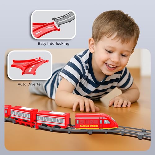 Mirana Rajdhani Express Bullet Train Toy Set for Kids, Multiple Railway Track Layout, AAA Battery Operated, for Boys & Girls 1+ Years, Made in India (53 Pcs) - Image 3