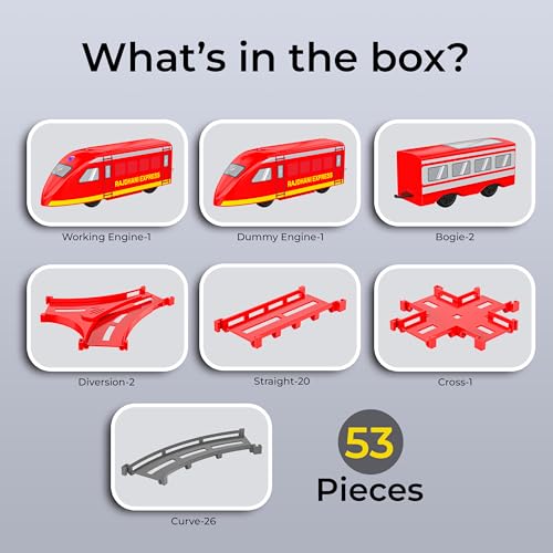 Mirana Rajdhani Express Bullet Train Toy Set for Kids, Multiple Railway Track Layout, AAA Battery Operated, for Boys & Girls 1+ Years, Made in India (53 Pcs) - Image 4