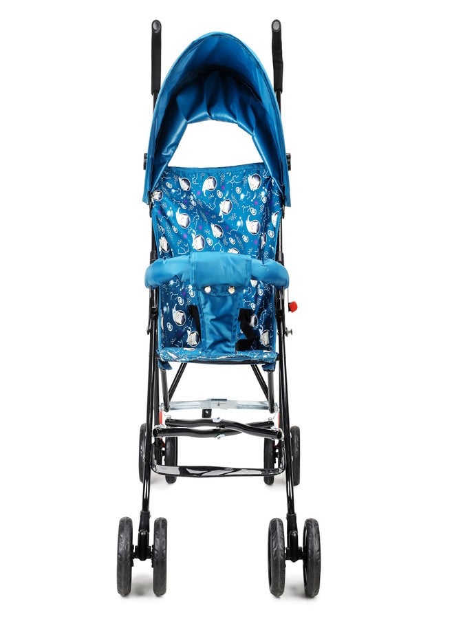 Toby Lightweight Foldable Baby Stroller with Canopy & Safety Belt - Blue - Image 3