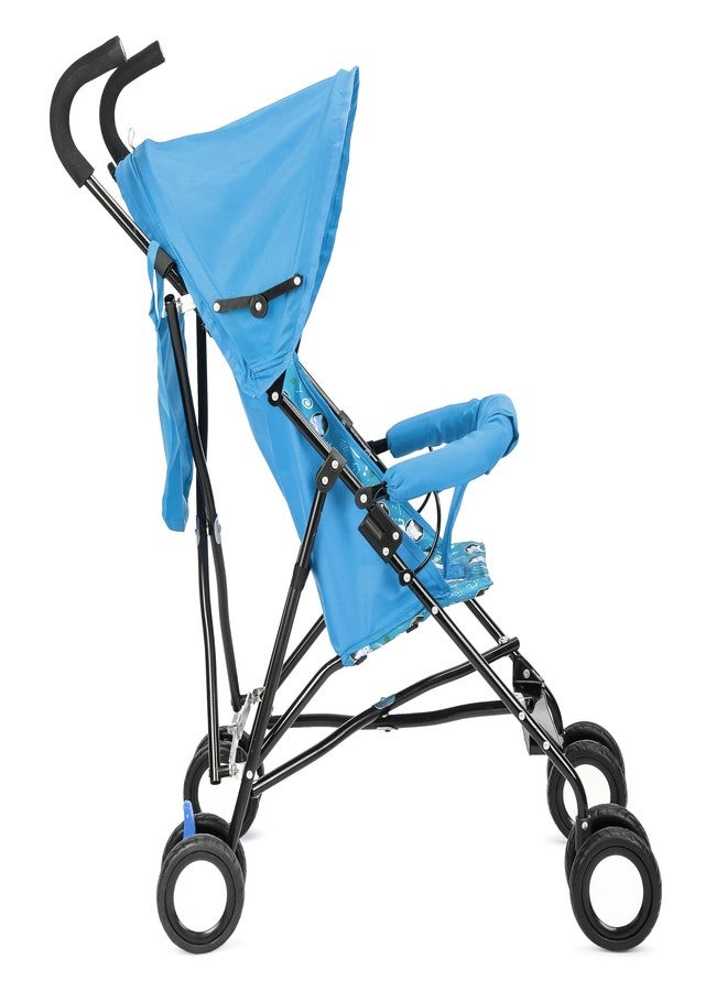 Toby Lightweight Foldable Baby Stroller with Canopy & Safety Belt - Blue - Image 2