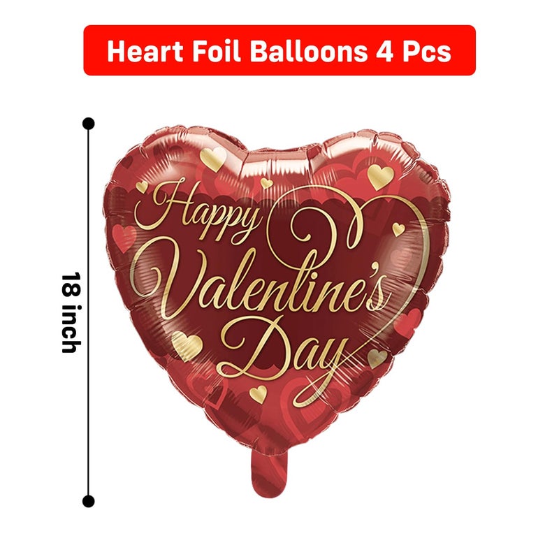 Party Propz Party Propz Heart Shape Balloons 4 Pcs Happy Valentines Day Balloons 18 Inch Valentine Gift for Girlfriend Valentine Gift for Boyfriend Valentine Decoration Items Red Valentine BalloonsFoil - Image 2