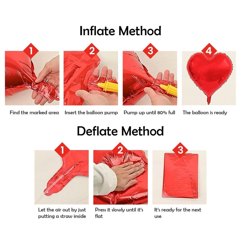 Party Propz Party Propz Heart Shape Balloons 4 Pcs Happy Valentines Day Balloons 18 Inch Valentine Gift for Girlfriend Valentine Gift for Boyfriend Valentine Decoration Items Red Valentine BalloonsFoil - Image 3