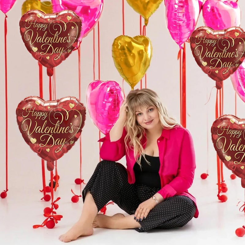 Party Propz Party Propz Heart Shape Balloons 4 Pcs Happy Valentines Day Balloons 18 Inch Valentine Gift for Girlfriend Valentine Gift for Boyfriend Valentine Decoration Items Red Valentine BalloonsFoil - Image 5