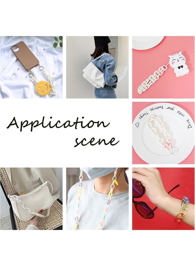 Acrylic Linking Rings, 200pcs White Quick Link Connectors Open Linking Rings with 4pcs Metal Spring Gate Rings for DIY Purse Bag Eyeglass Chain Pocket Chain Jean Chains Making - Image 4