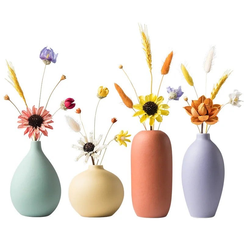 Bluejw Hotsale Nordic Style Ceramic Vase with Dried Flowers – Minimalist Dried Plants Arrangement for Living Room, Tabletop Home Decor - Image 2