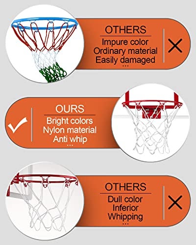 XXXYYY Mini Basketball Net Replacement 8 Loop [2 Pack], Small Replacement Net for Mini Basketball Hoop, for Indoor Door/Room Walls 8"-10.25" Hoop - White - Image 3