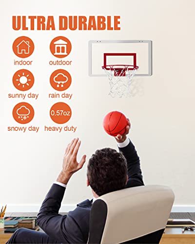 XXXYYY Mini Basketball Net Replacement 8 Loop [2 Pack], Small Replacement Net for Mini Basketball Hoop, for Indoor Door/Room Walls 8"-10.25" Hoop - White - Image 2