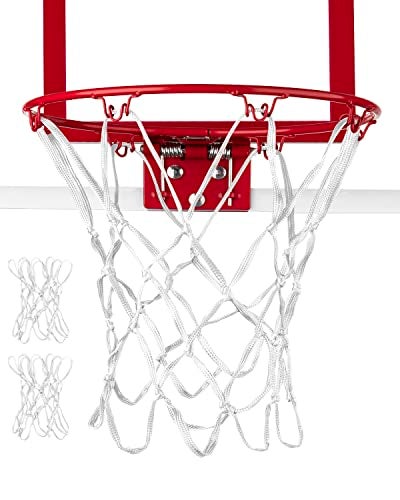 XXXYYY Mini Basketball Net Replacement 8 Loop [2 Pack], Small Replacement Net for Mini Basketball Hoop, for Indoor Door/Room Walls 8"-10.25" Hoop - White - Image 1