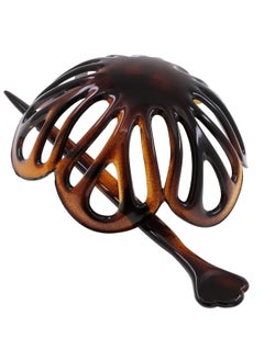 CAMILA Camila Paris NV149 French Hair Bun Clip Maker Cover Cap Holder, Tortoise Shell, Round Dome Bun Hair Clip for Women Hair Updo, Styling Hair Bun Accessories for Women, No Slip Durable, Made in France 