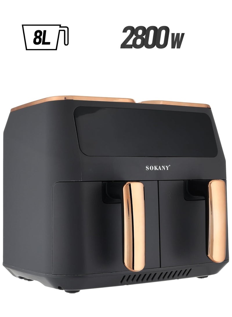 سوكاني قلاية هوائية صحية 8 لتر ديجيتال باب مزدوج 2800 وات SK-ZG-8030 - Image 1