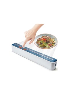 Cling Film and Foil Cutter, 2 in 1, Food Wrap Dispenser with Magnetic Suction, Adjustable Storage and Cutting Box, for Cling Film, Tin Foil, Home Kitchen, Restaurant, Cutter wall Mounted (Blue)