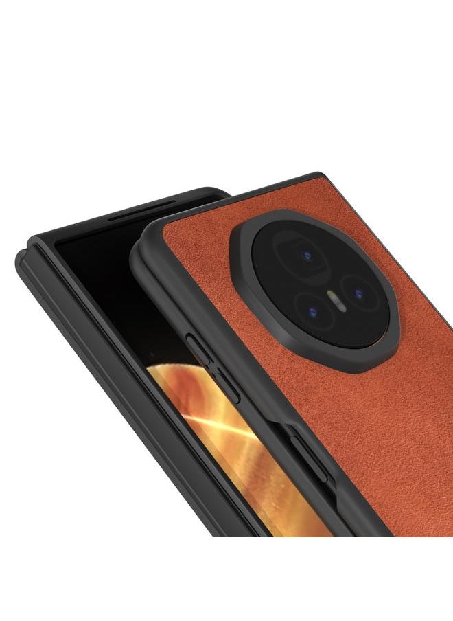 Case For Honor Magic V3 Black Frame Two-color Calf Texture PU Phone Case