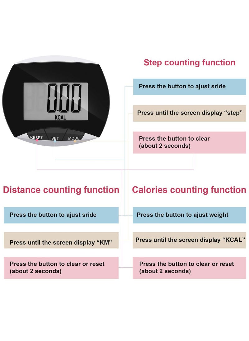 Generic - Portable Pedometer, LCD Digital Display Running Pedometer for Jogging Hiking Running Walking (2 Pack ) - Image 1