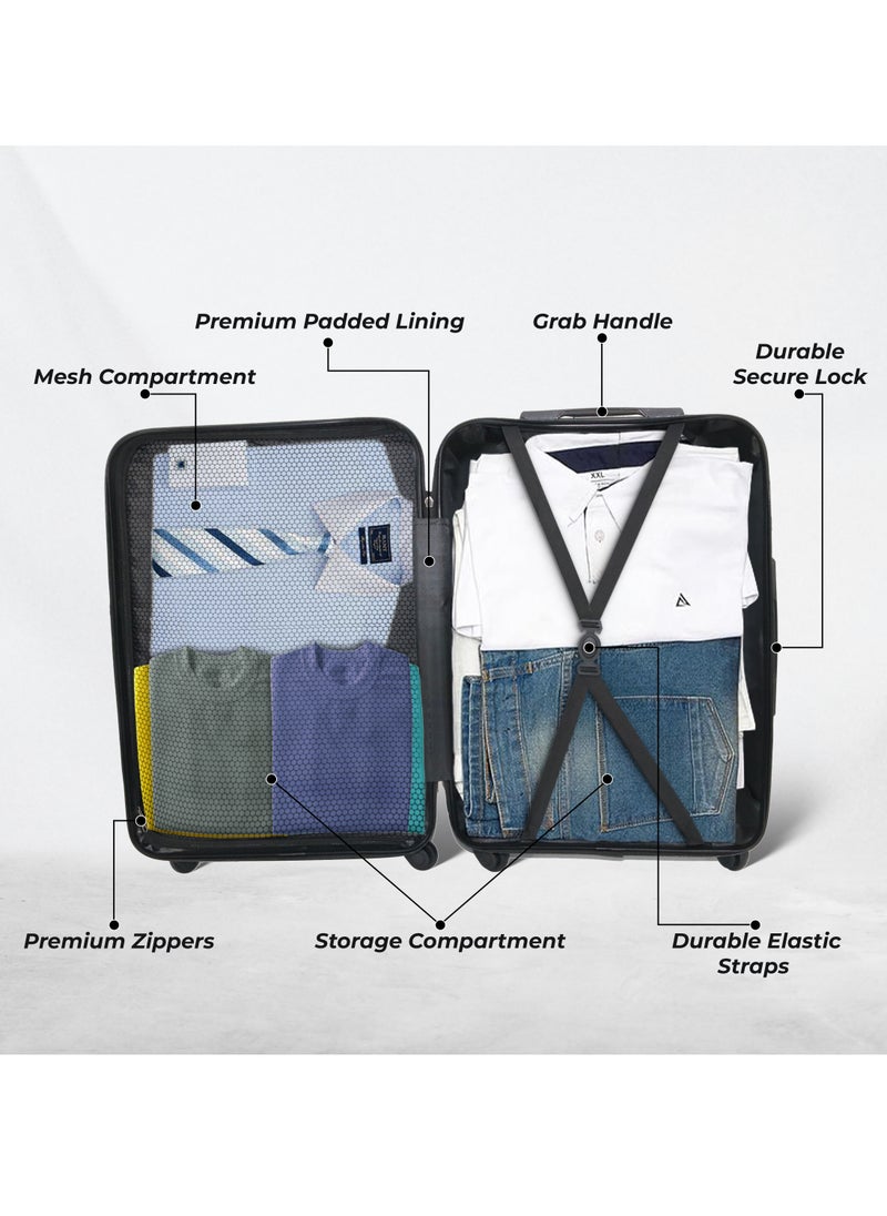 ENDLESS  Set Of 2 Luggage Trolleys - 55cm (Cabin) & 65cm (Check-In) Hardsided Suitcase With In-Built TSA Lock and Spinner Wheels | Material: Polycarbonate + ABS | Carry on Luggage  - Image 4
