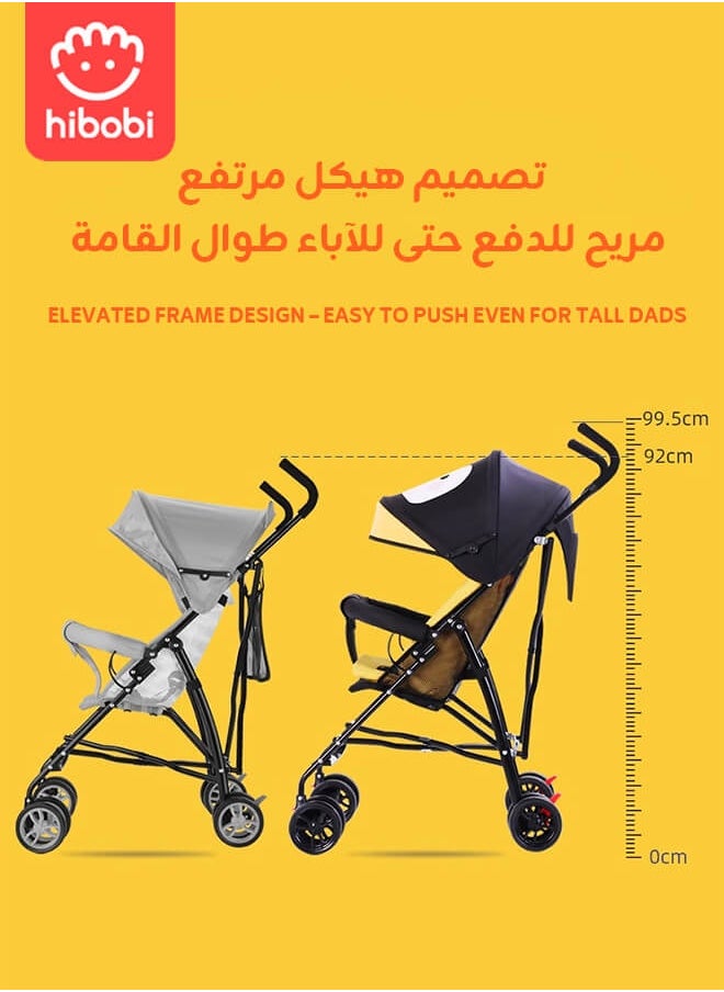 hibobi - Lightweight Travel Baby Stroller – One-Click Fold, Only 4.1kg, Adjustable Canopy, Backrest & Footrest, 8-Wheel Suspension, 5-Point Harness, Large Storage Basket, for 0–36 Months - Image 1