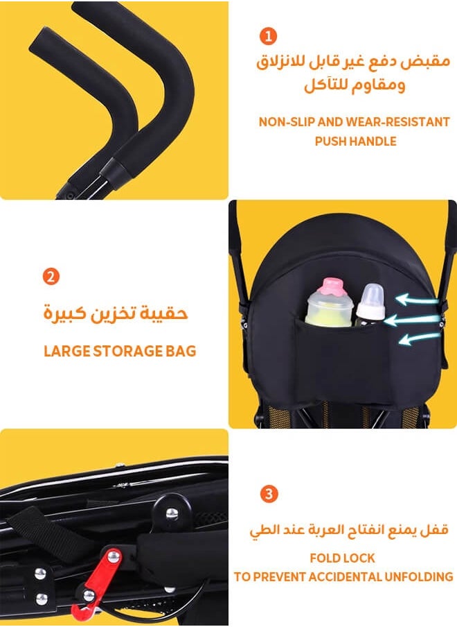 hibobi - Lightweight Travel Baby Stroller – One-Click Fold, Only 4.1kg, Adjustable Canopy, Backrest & Footrest, 8-Wheel Suspension, 5-Point Harness, Large Storage Basket, for 0–36 Months - Image 1