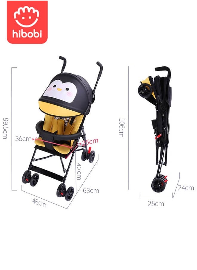 hibobi - Lightweight Travel Baby Stroller – One-Click Fold, Only 4.1kg, Adjustable Canopy, Backrest & Footrest, 8-Wheel Suspension, 5-Point Harness, Large Storage Basket, for 0–36 Months - Image 1