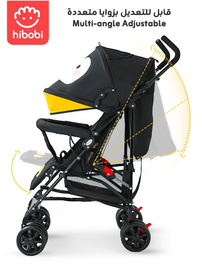 hibobi - Lightweight Travel Baby Stroller – One-Click Fold, Only 4.1kg, Adjustable Canopy, Backrest & Footrest, 8-Wheel Suspension, 5-Point Harness, Large Storage Basket, for 0–36 Months - Image 1