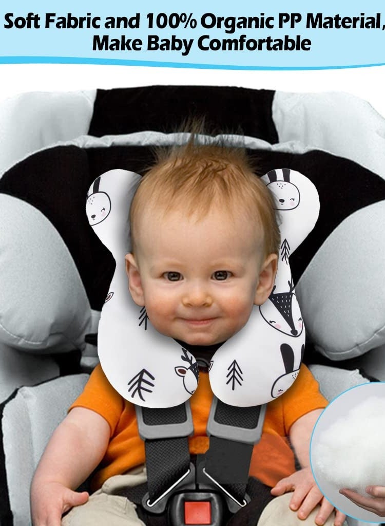 Comfortable Baby Travel Pillow for Head and Neck Support Ideal for Car Seats and Strollers Cute Bear Design - Image 3