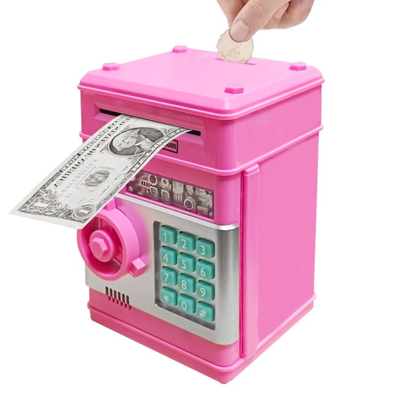Totola Piggy Bank Electronic Mini ATM for Kids Baby Toy Safe Coin Banks Money Saving Box Password Code Lock for ChildrenBoys Girls Best GiftDeep Pink - Image 3