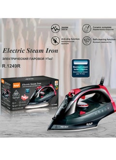 RAF Black Non-Stick Electric Steam Iron 2600W High Performance Iron for Perfect Clothes Model R.1249R Contains 320ML Water Storage  - Image 4