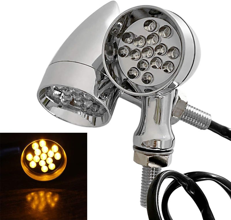 FATECIM Chrome Motorcycle LED Turn Signal Lights - Image 2