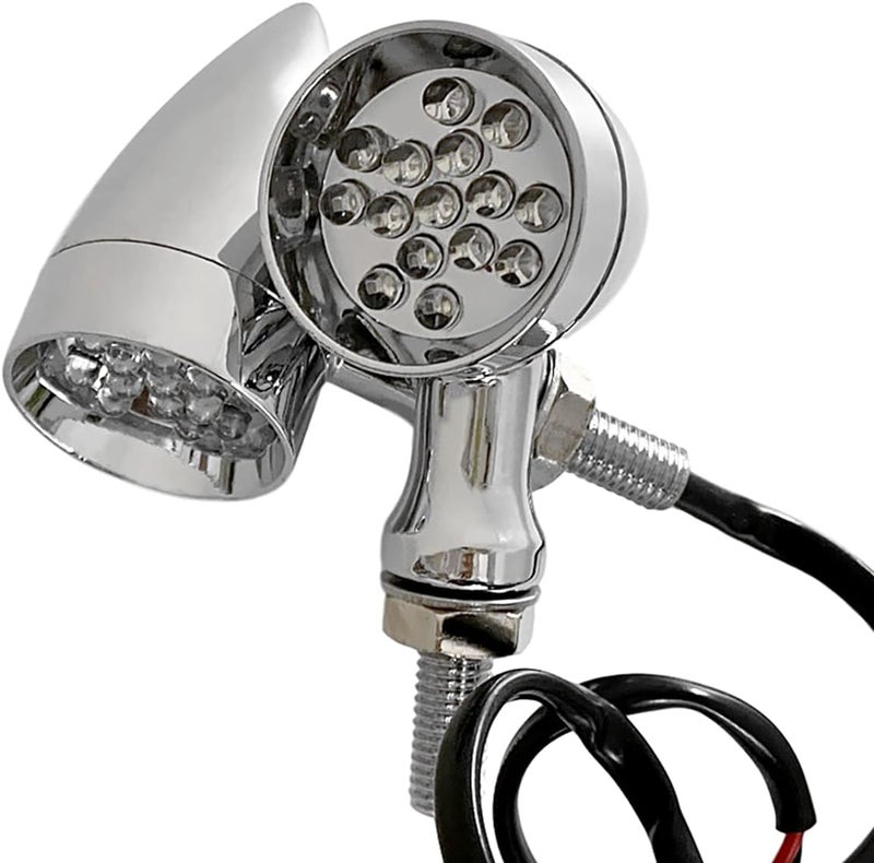 FATECIM Chrome Motorcycle LED Turn Signal Lights - Image 1