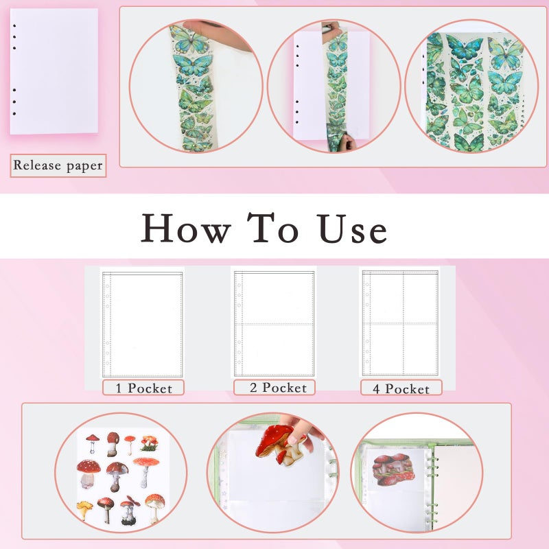MUDOR 4 in 1 Sticker Storage Organizer, Binder with Storage Sleeves and Release Paper, Reusable Sticker Collecting Book Album Holder, A5 Blank Container Organizer - Image 4