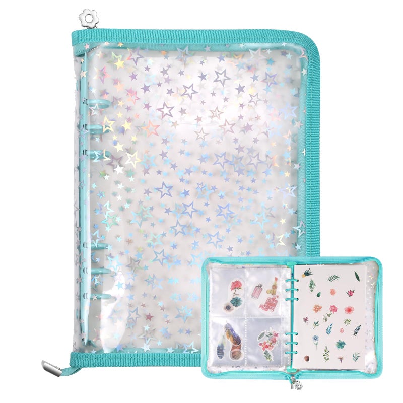 MUDOR 4 in 1 Sticker Storage Organizer, Binder with Storage Sleeves and Release Paper, Reusable Sticker Collecting Book Album Holder, A5 Blank Container Organizer - Image 1