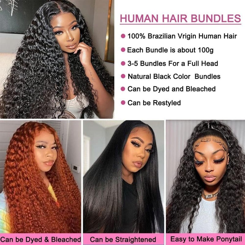Selina Curly Bundles Human Hair 3 Bundles 14 14 14 Inch Bundles Unprocessed Remy Hair Extensions Brazilian Virgin Human Hair 100 Gram/Bundle Natural Black - Image 4