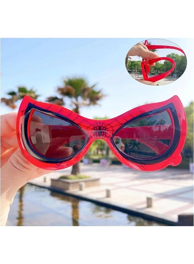 Red Web-Themed Sunglasses – Fun Superhero-Style UV Protection Glasses for Kids, Teens & Adults – Cool Costume Accessory for Dress-Up & Parties - Image 2