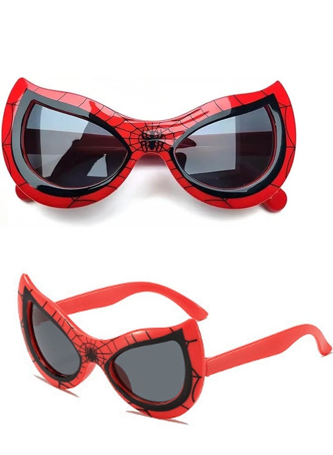 Red Web-Themed Sunglasses – Fun Superhero-Style UV Protection Glasses for Kids, Teens & Adults – Cool Costume Accessory for Dress-Up & Parties - Image 1