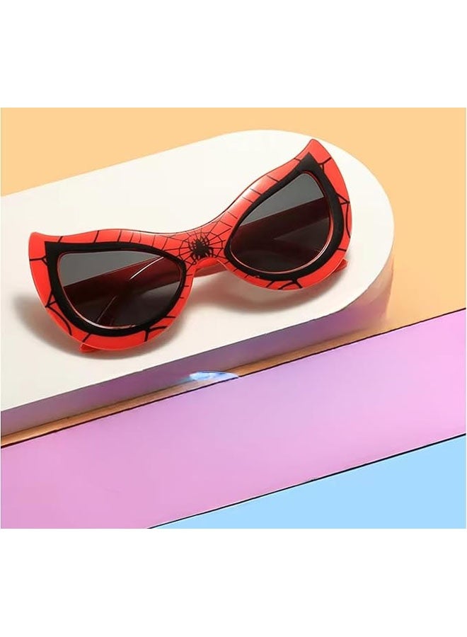 Red Web-Themed Sunglasses – Fun Superhero-Style UV Protection Glasses for Kids, Teens & Adults – Cool Costume Accessory for Dress-Up & Parties - Image 3