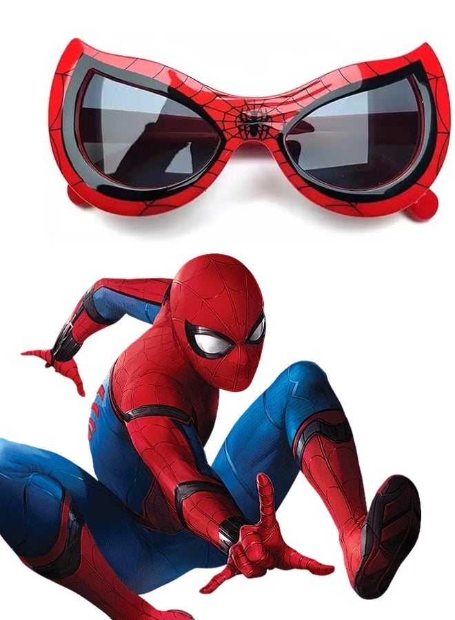 Red Web-Themed Sunglasses – Fun Superhero-Style UV Protection Glasses for Kids, Teens & Adults – Cool Costume Accessory for Dress-Up & Parties - Image 1