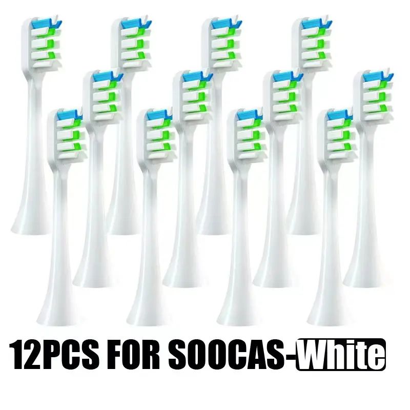 Soocas V1 V2 X3 X3U X5 D2 D3 Replacement Toothbrush Heads for Sonic Electric Toothbrush, Soft Bristles, 12 Pack, White - Image 1