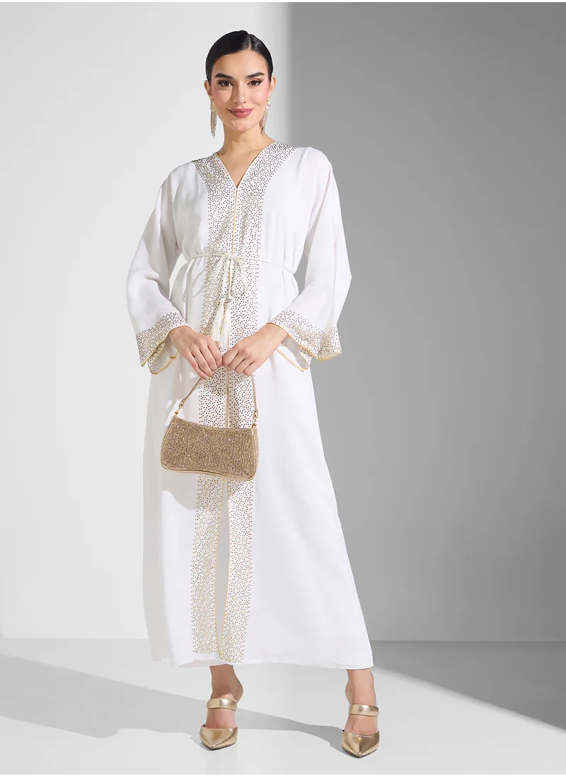ARABIAN CLOSET Embellished Abaya With Belt