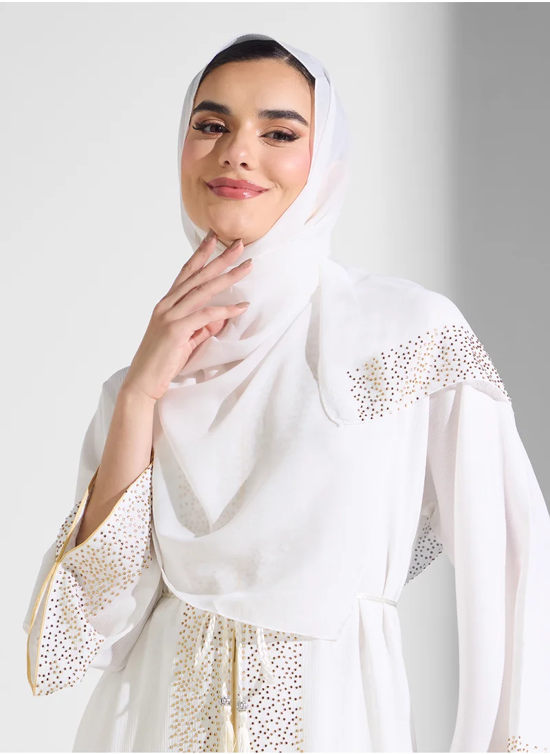 ARABIAN CLOSET Embellished Abaya With Belt